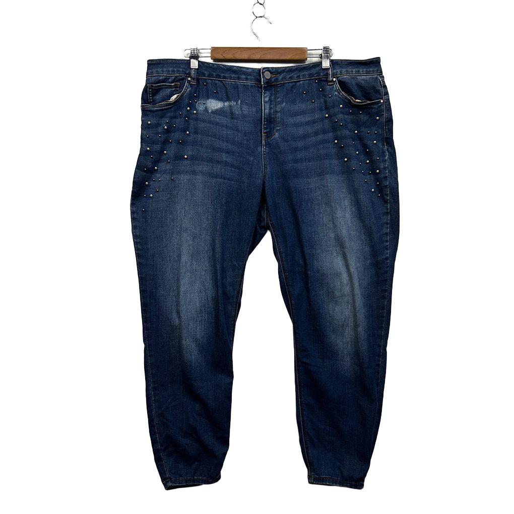 Rivers Blue Plus Size Embellished Jeans - Size 20