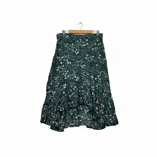 Rivers Green Floral Midi Boho Skirt - Size 16