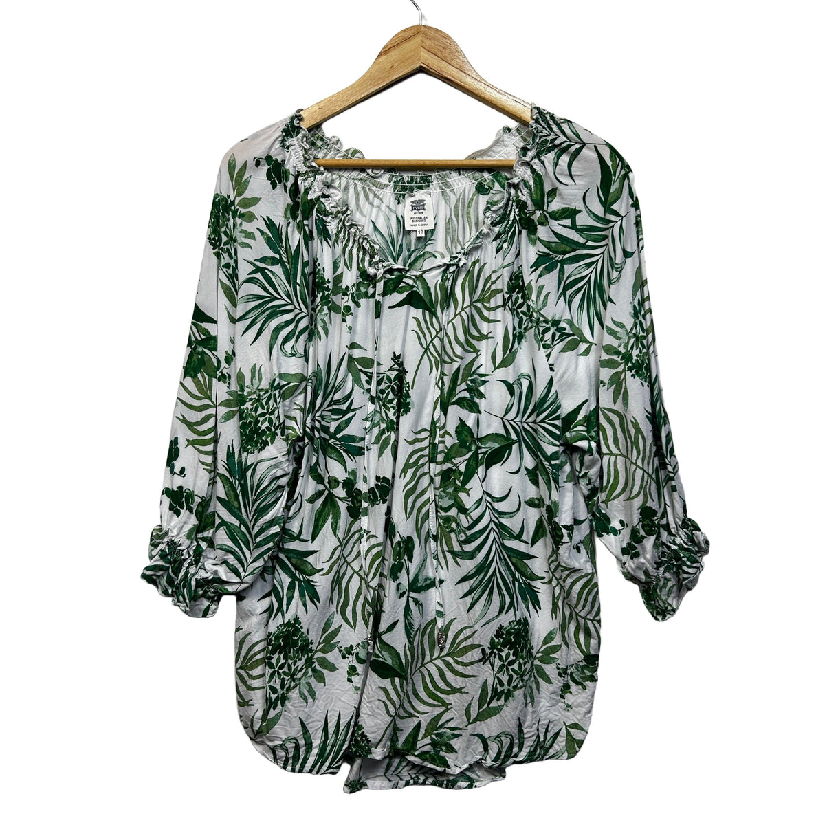 Rivers Green and White Plus Size Top - Size 18