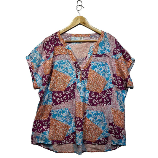 Rivers Multicoloured Plus Size Cotton Top - Size 20