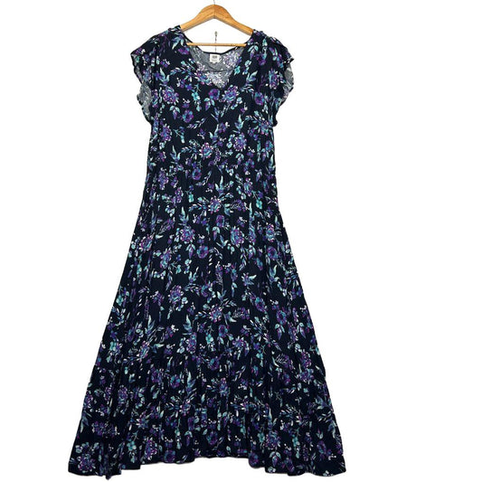 Rivers Navy Floral Maxi Dress - Size 22