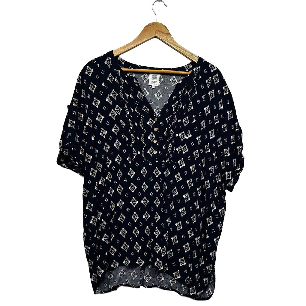 Rivers Navy Plus Size Print Top - Size 22