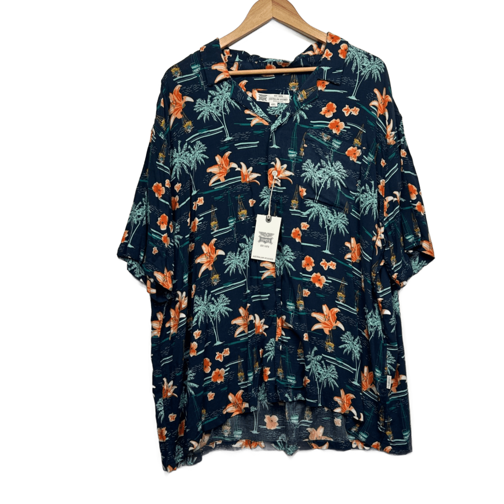 Rivers Navy Tropical Mens Hawaiian Shirt - Size 4XL