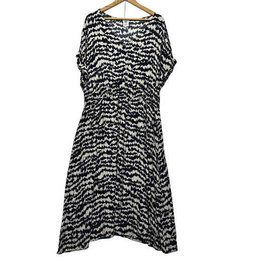 Rivers Navy and White Print Dress - Size 22