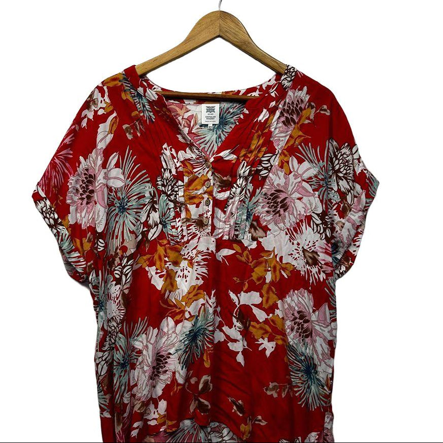 Rivers Red Floral Plus Size Top - Size 22