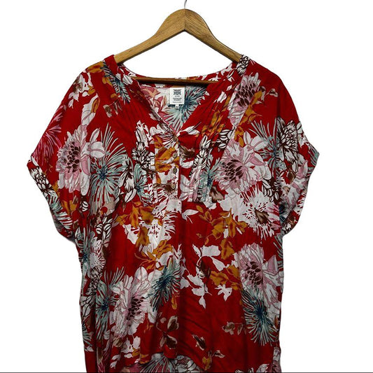 Rivers Red Floral Plus Size Top - Size 22