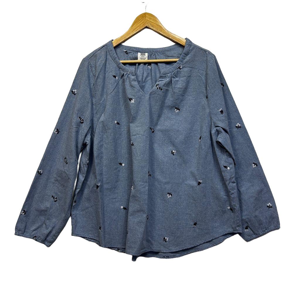Rivers Blue Cotton Embroidered Top - Size 20