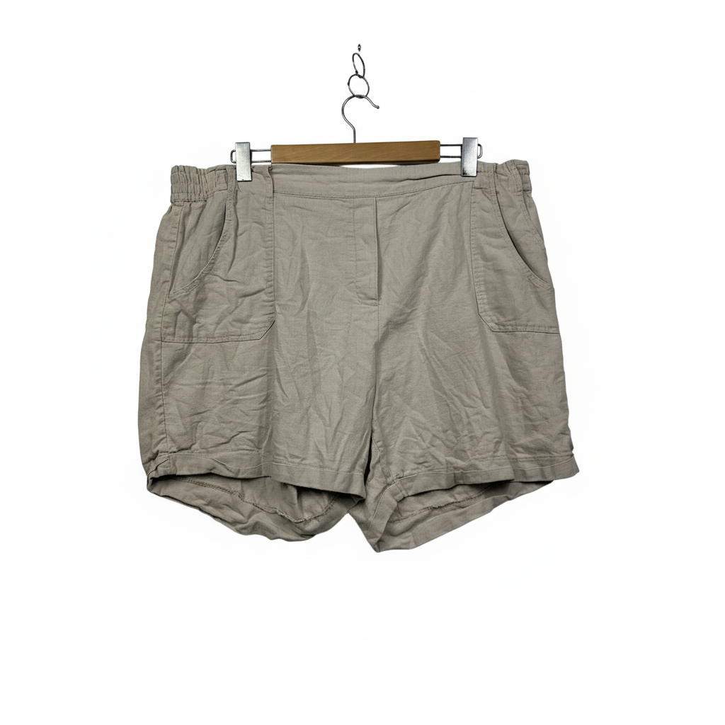 Rockmans Beige Linen Shorts - Size 20