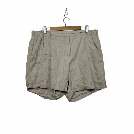 Rockmans Beige Linen Shorts - Size 20