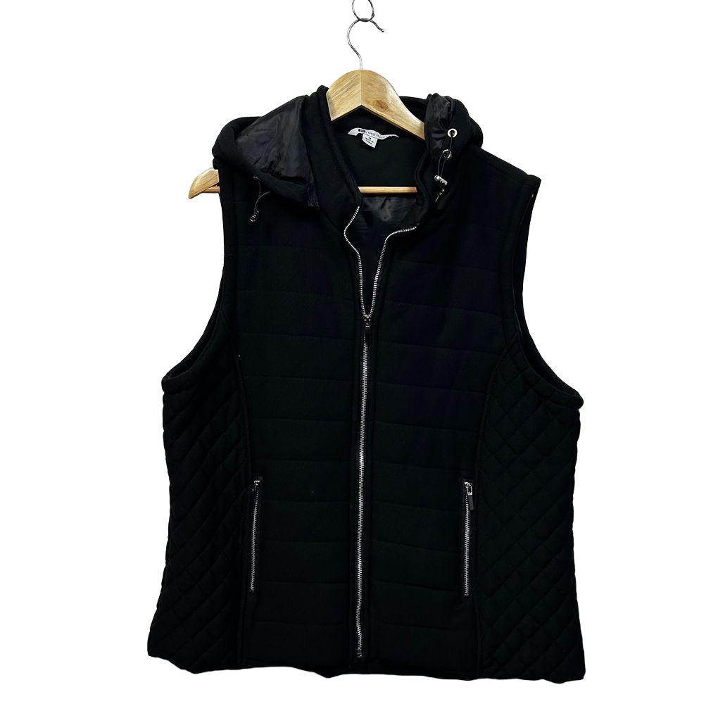 Rockmans Black Plus Size Cotton Quilted Vest - Size 18