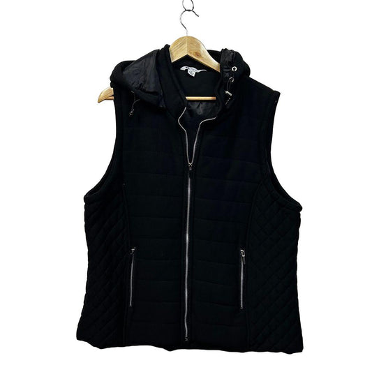 Rockmans Black Plus Size Cotton Quilted Vest - Size 18