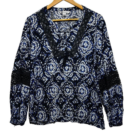 Rockmans Blue Black Print Plus Size Top - Size 18