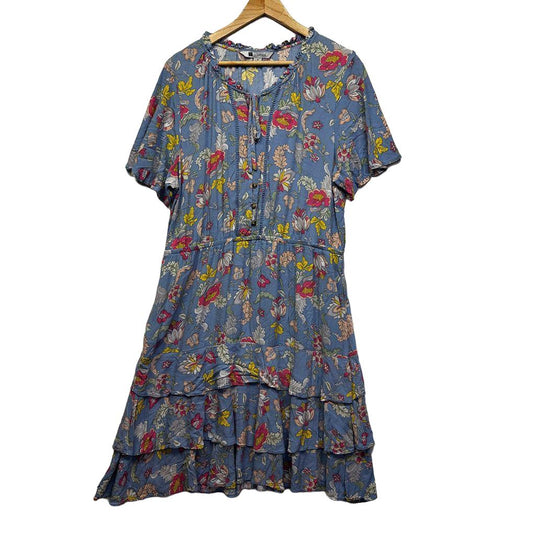 Rockmans Blue Floral Dress - Size 18