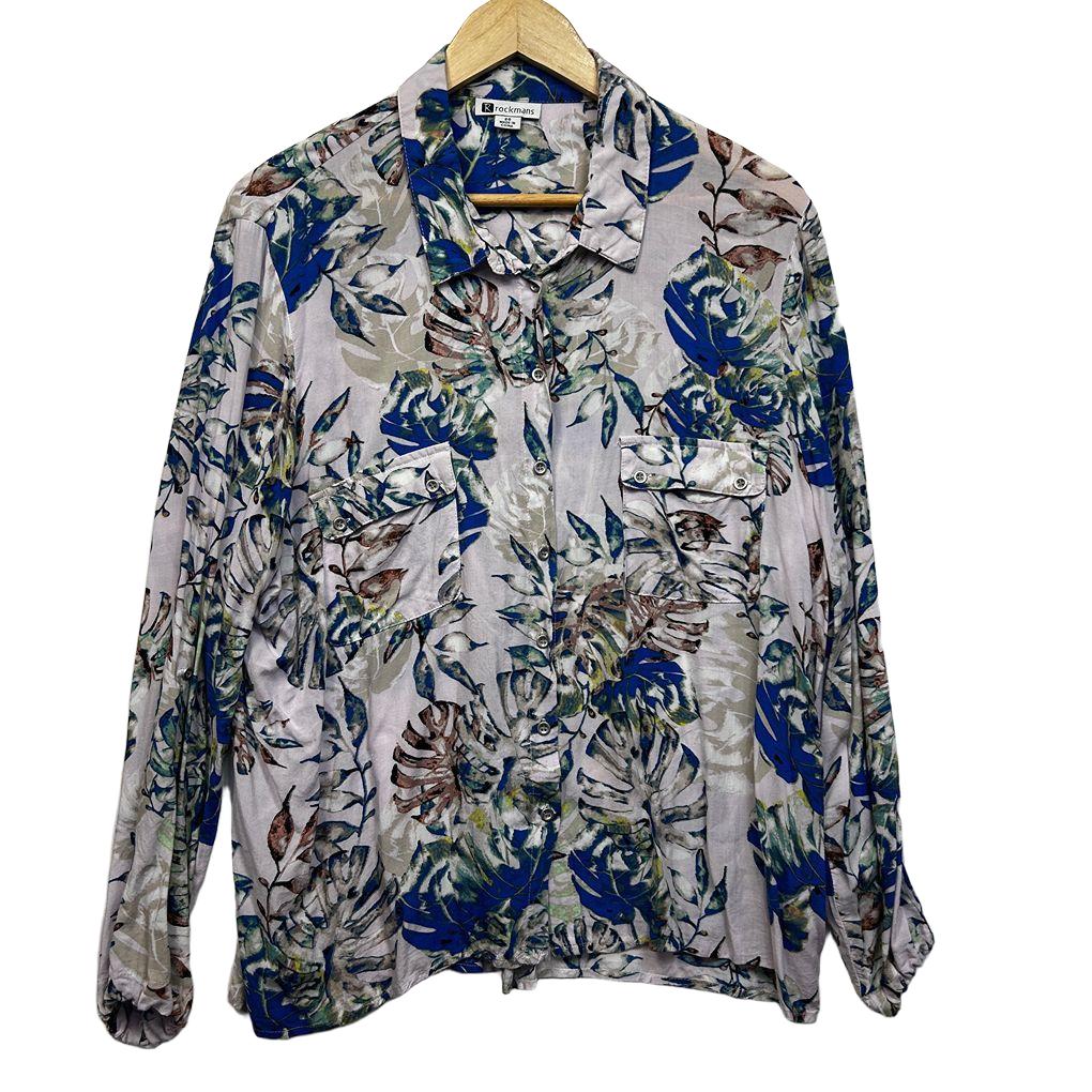 Rockmans Blue Floral Shirt - Size 20
