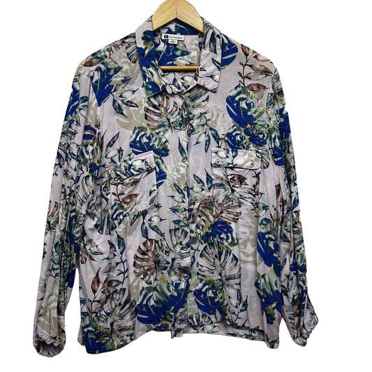 Rockmans Blue Floral Shirt - Size 20