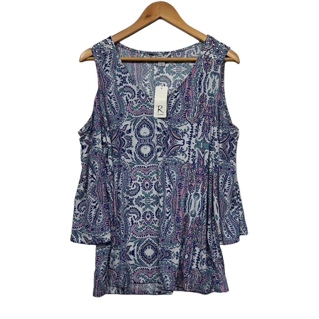 Rockmans Blue Paisley Sleeveless Top - Size L