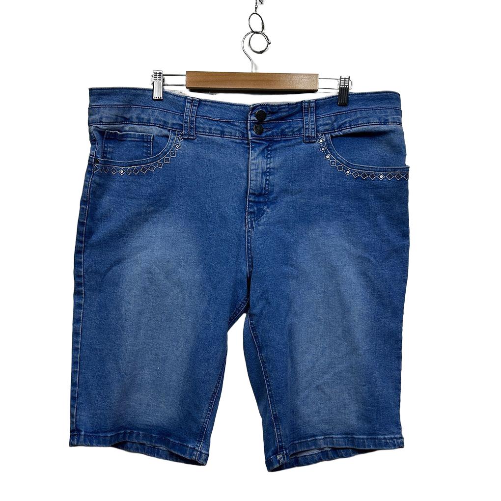 Rockmans Blue Plus Size Denim Shorts - Size 20