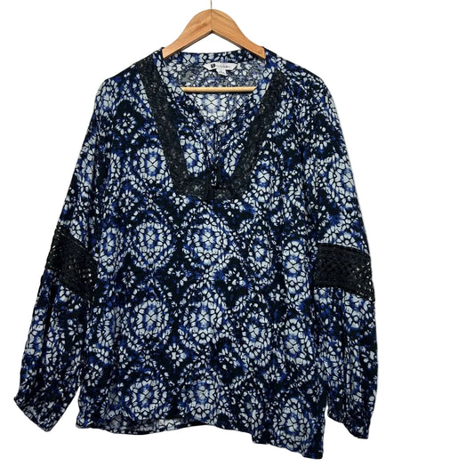 Rockmans Blue Print Top - Size 18