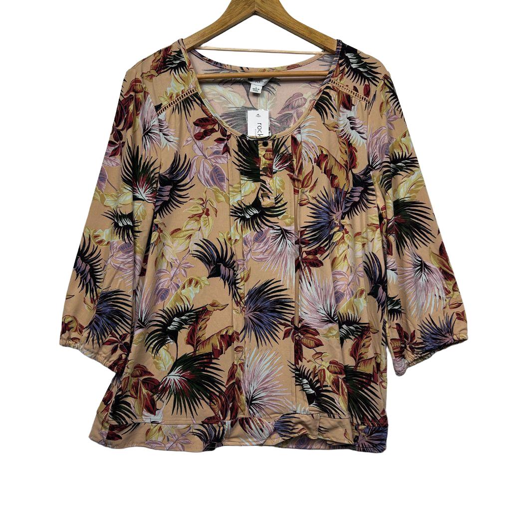 Rockmans Blush Tropical Floral Top - Size L