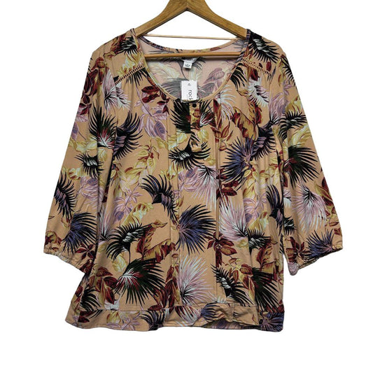 Rockmans Blush Tropical Floral Top - Size L
