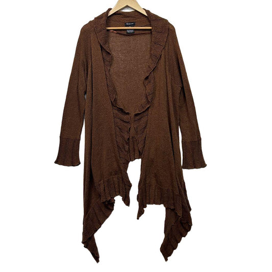 Rockmans Chocolate Waterfall Cardigan - Size XL