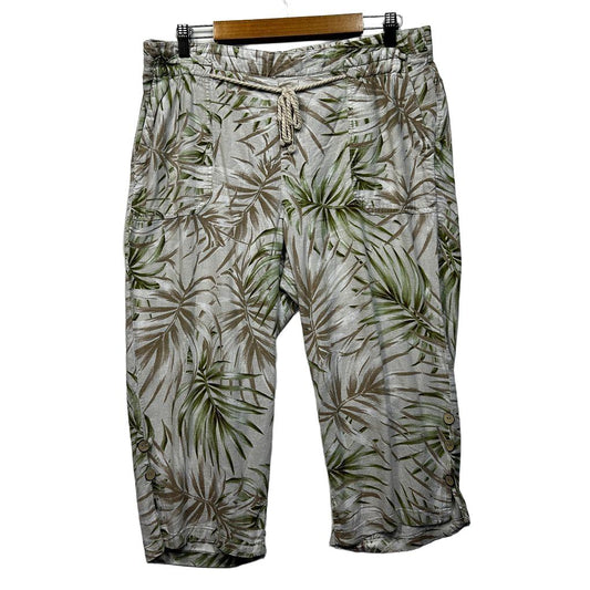 Rockmans Cream Leaf Linen Pants - Size 18