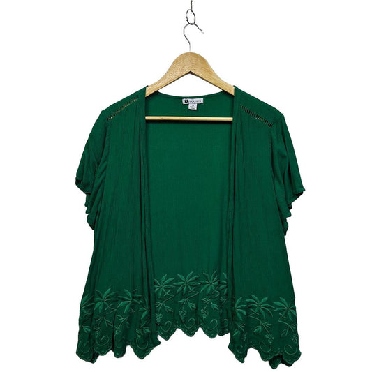 Rockmans Green Embroidered Cardigan - Size 16