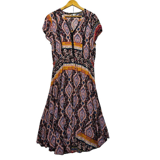 Rockmans Multicoloured Paisley Maxi Dress - Size 16
