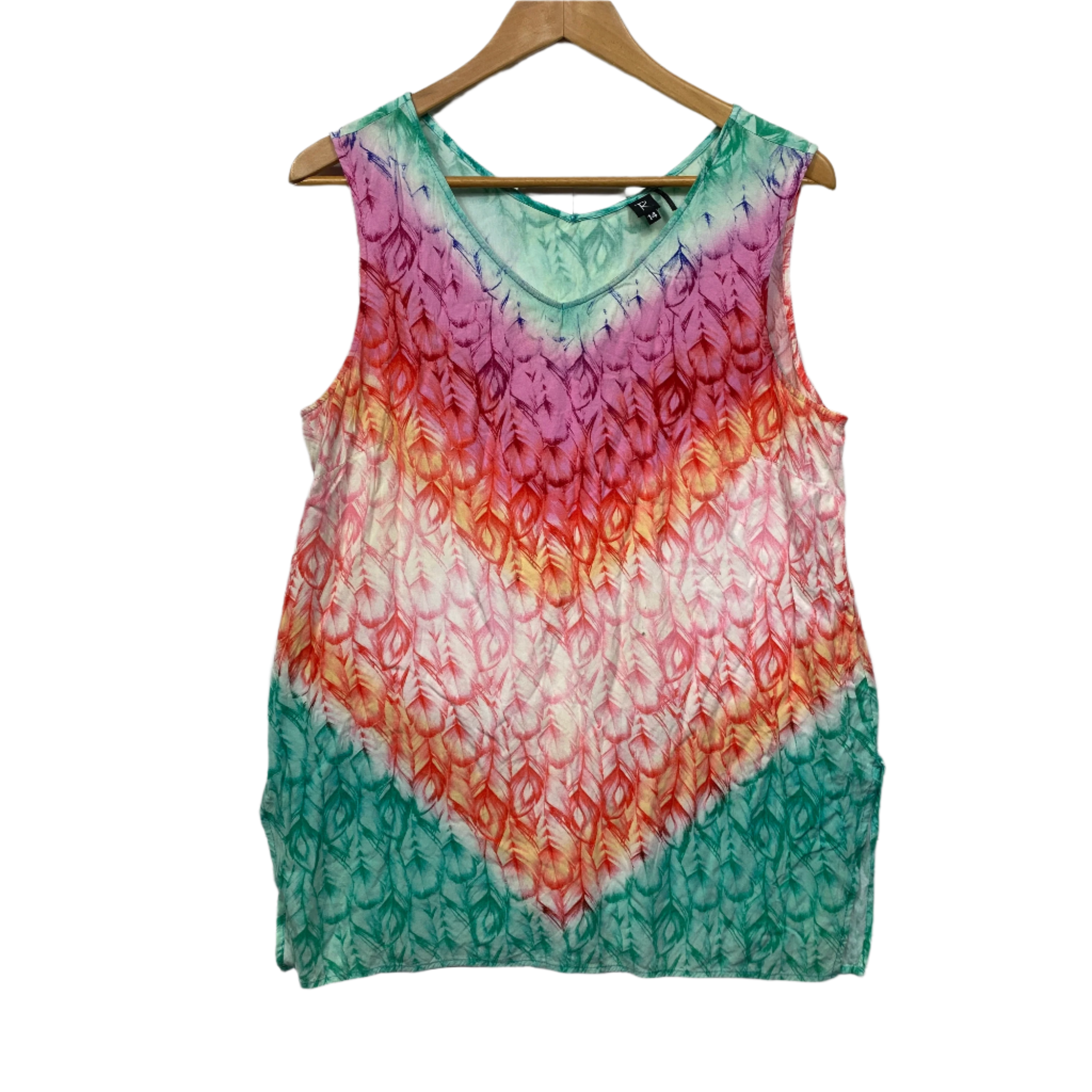 Rockmans Multicoloured Sleeveless Tank Top - Size 14