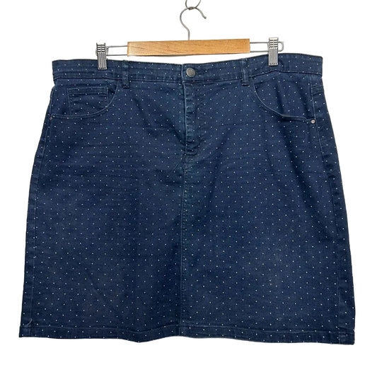 Rockmans Navy Cotton Denim Skirt - Size 18