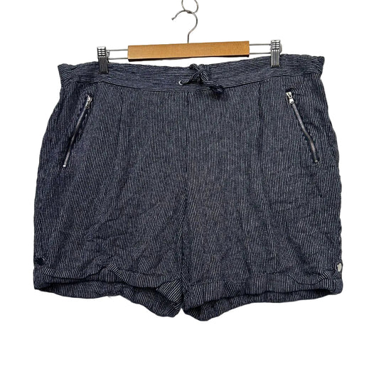 Rockmans Navy Stripe Linen Shorts - Size 18