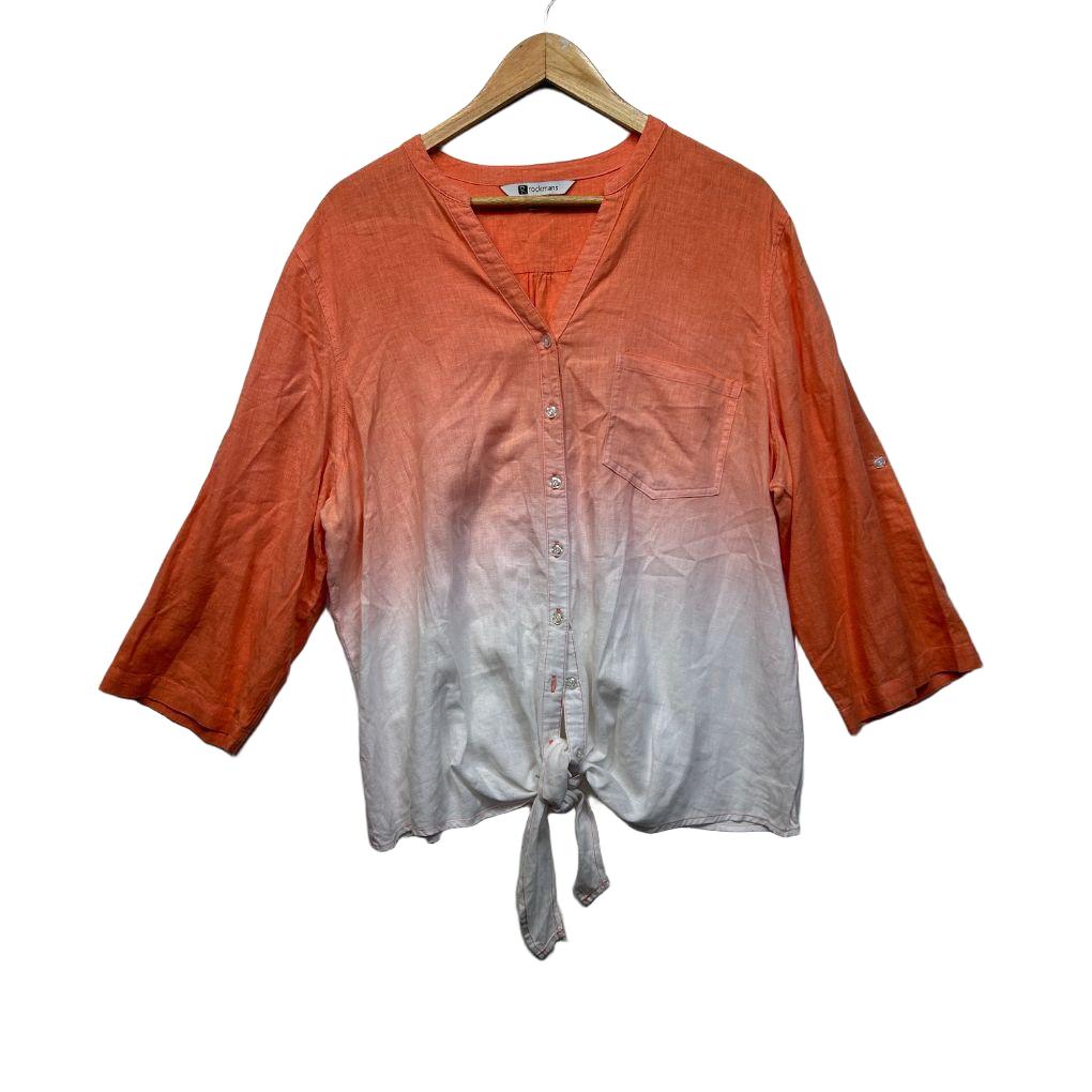 Rockmans Orange Linen Top - Size 20