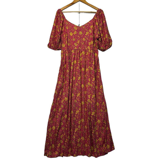 Rockmans Pink Floral Boho Maxi Dress - Size 16