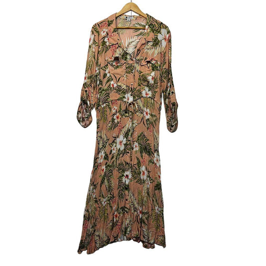 Rockmans Pink Floral Plus Size Dress - Size 22