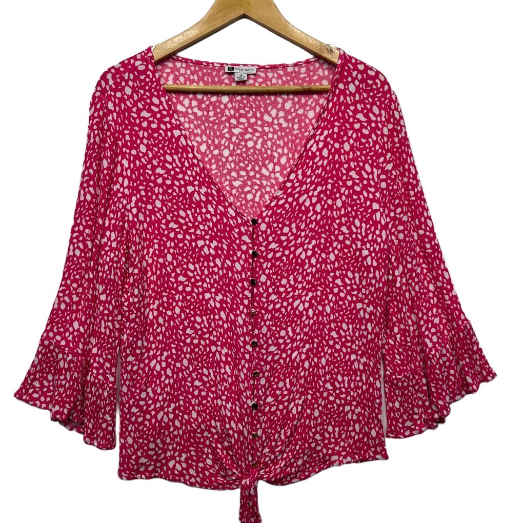 Rockmans Pink Floral Top - Size 18