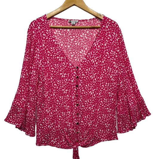 Rockmans Pink Floral Top - Size 18