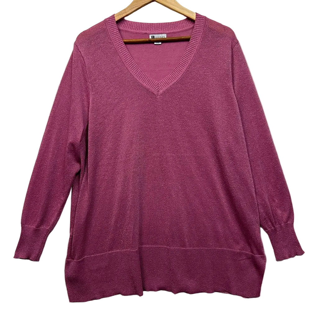 Rockmans Pink Metallic Jumper - Size XXL
