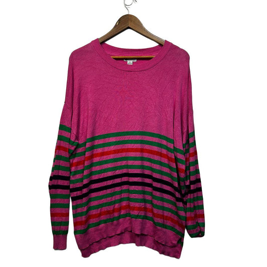 Rockmans Pink Striped Jumper - Size XL