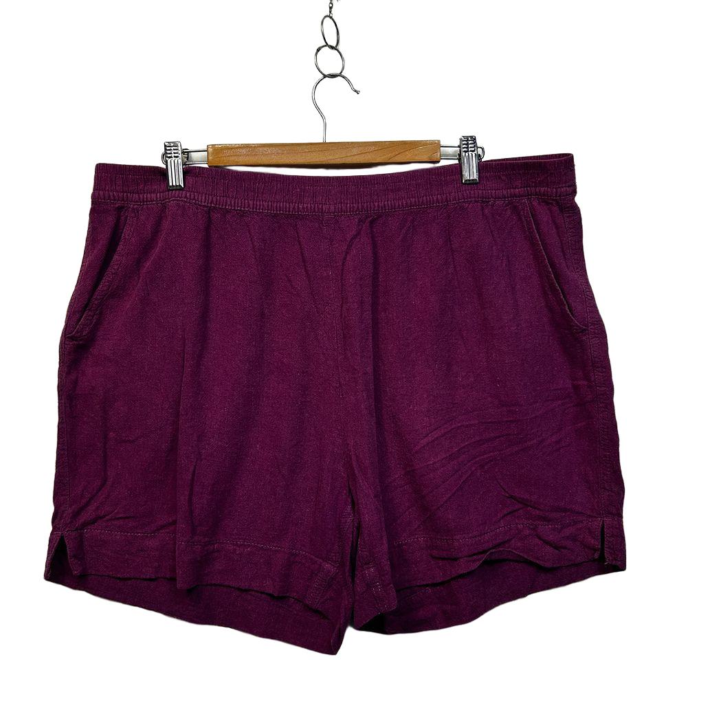Rockmans Purple Plus Size Linen Shorts - Size 20