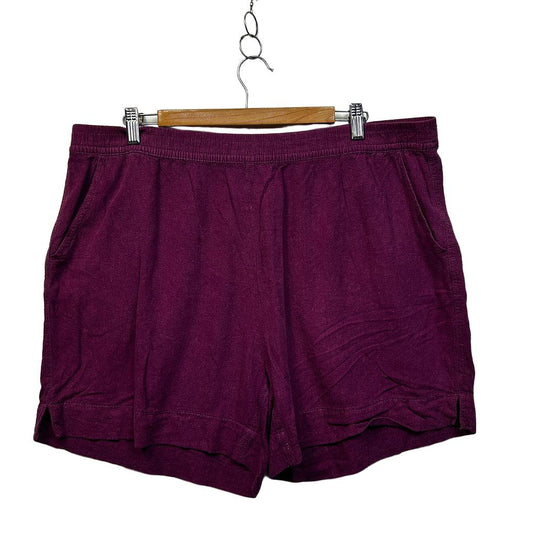 Rockmans Purple Plus Size Linen Shorts - Size 20