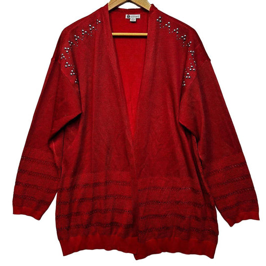Rockmans Red Knit Cardigan - Size XL