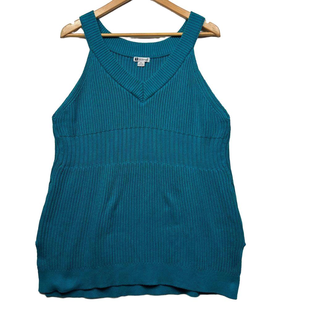 Rockmans Teal Cotton Knit Top - Size XL