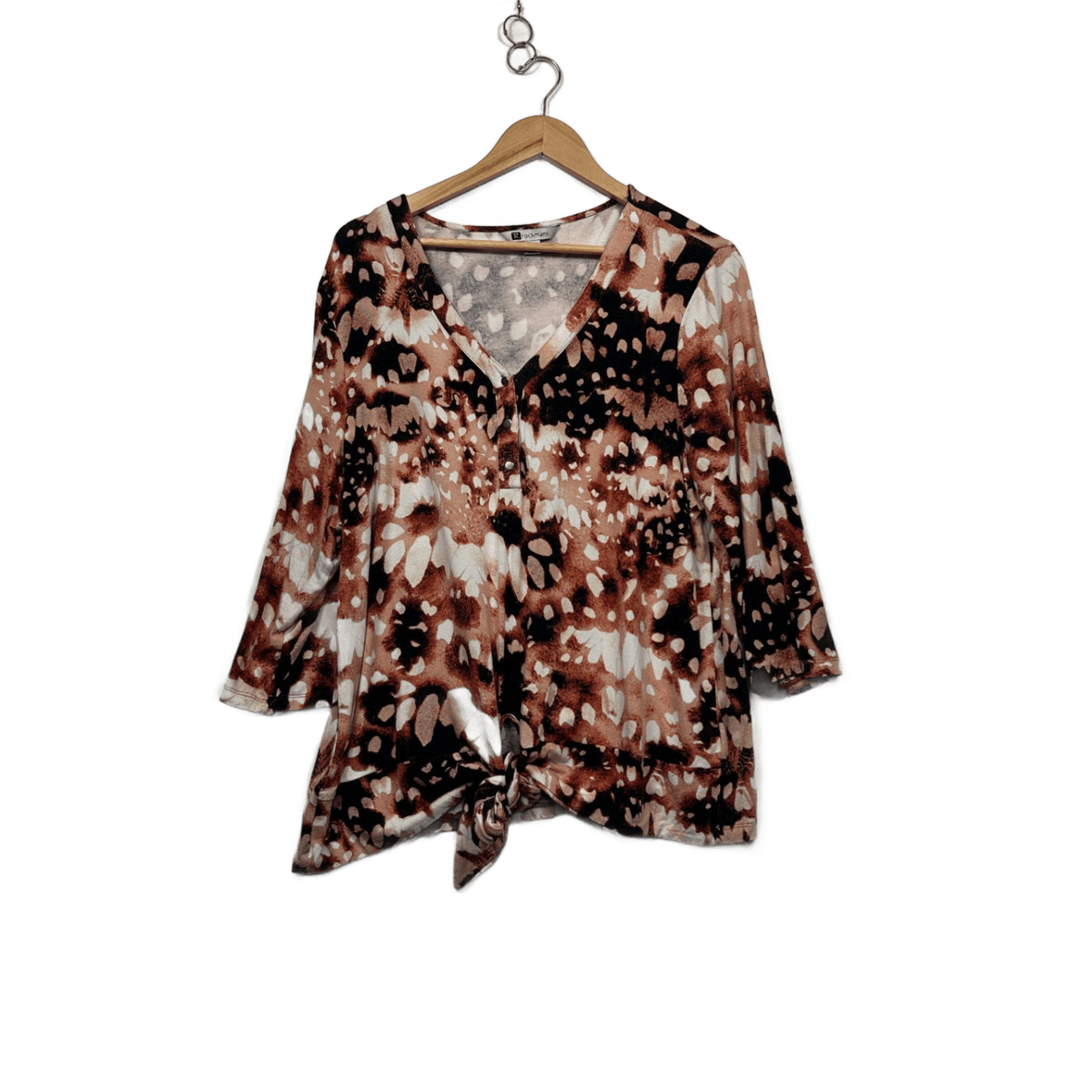 Rockmans Tie Front 3/4 Sleeve Top - Size XL/16