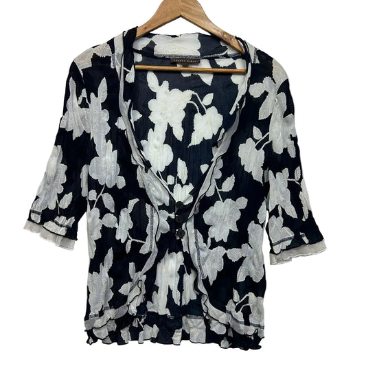 Rodney Clark Black Floral Open Front Top - Size L