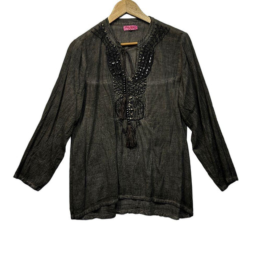 Ruby Yaya Sequin Brown Top - Size L