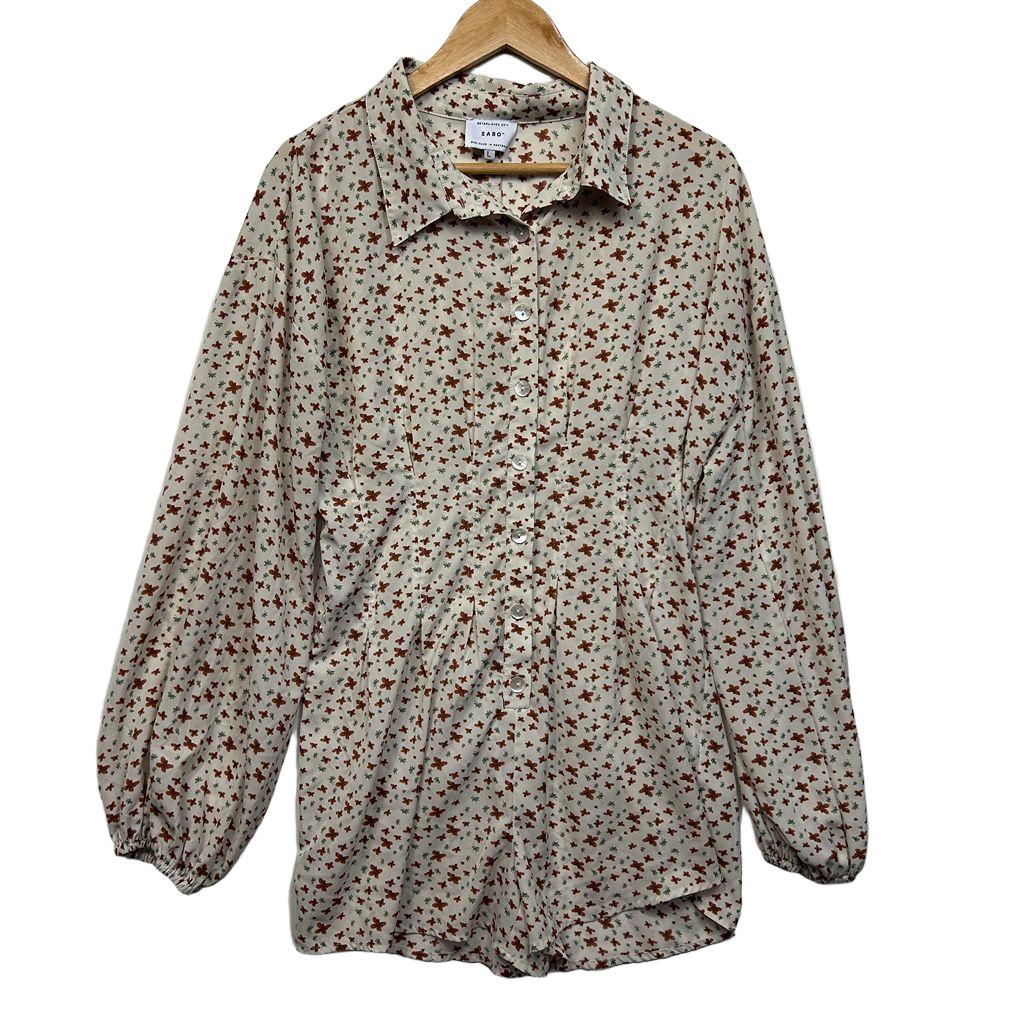 Sabo Cream Floral Playsuit - Size L
