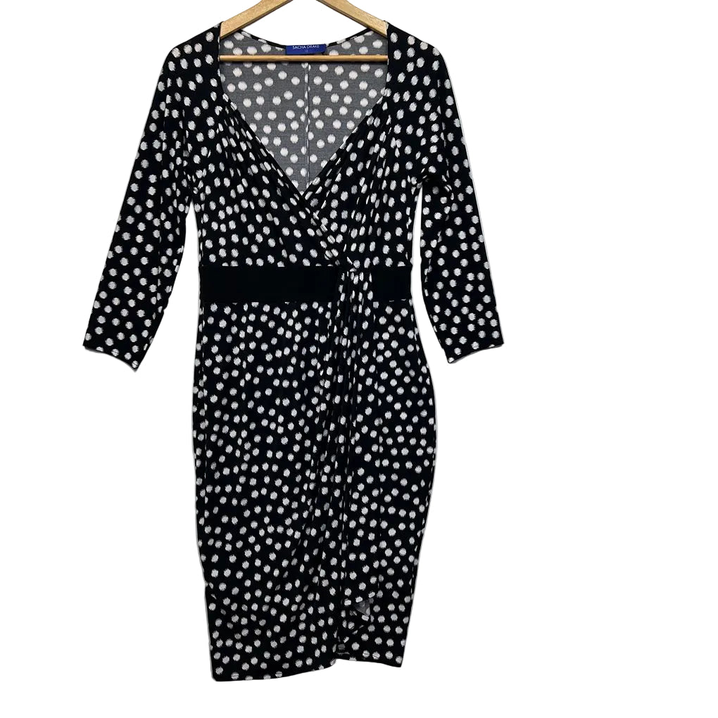 Sacha Drake Black Polka Dot Dress - Size 12