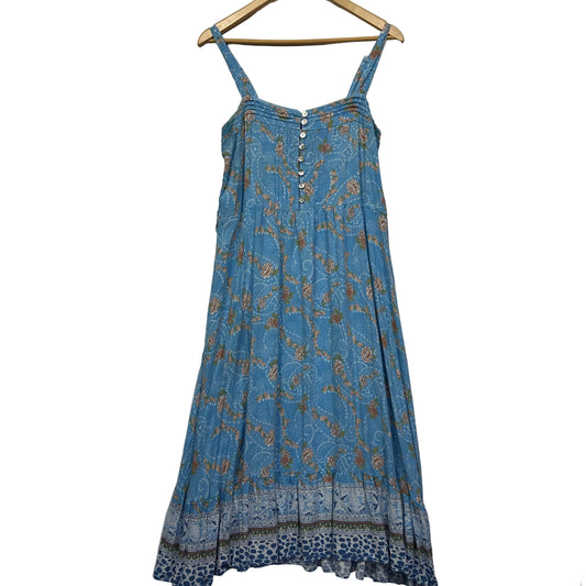 Sally Bright Blue Floral Maxi Dress - Size 14