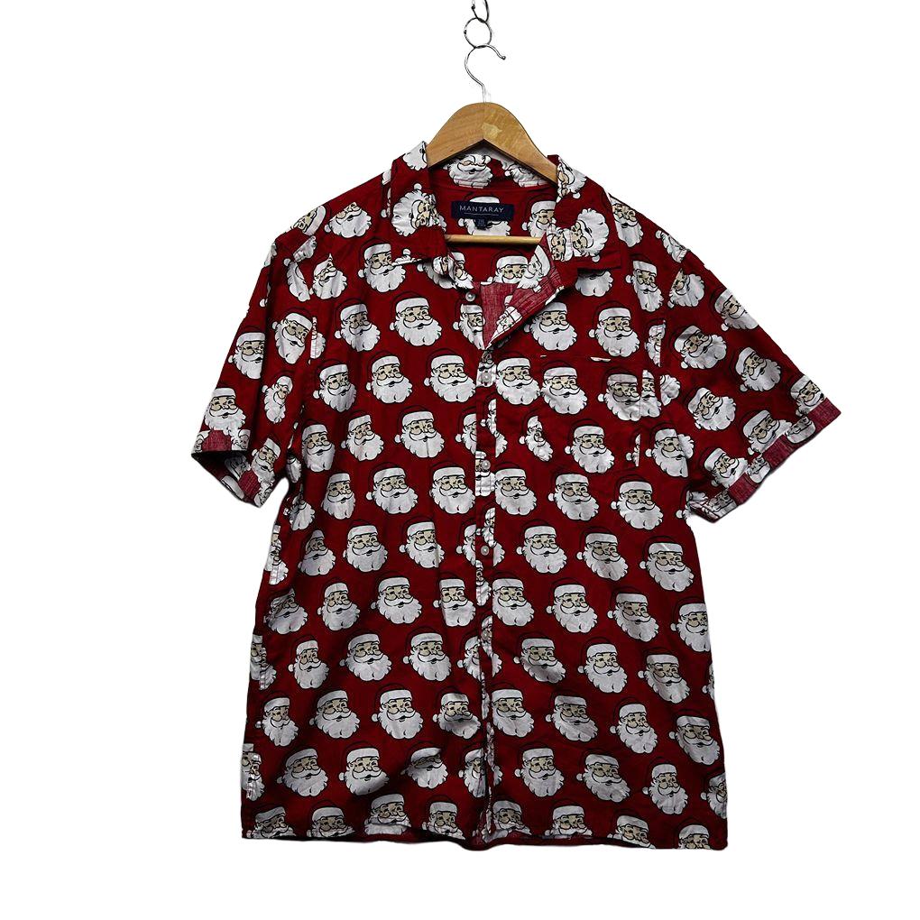 Santa Red Christmas Cotton Mens Shirt - Size 2XL
