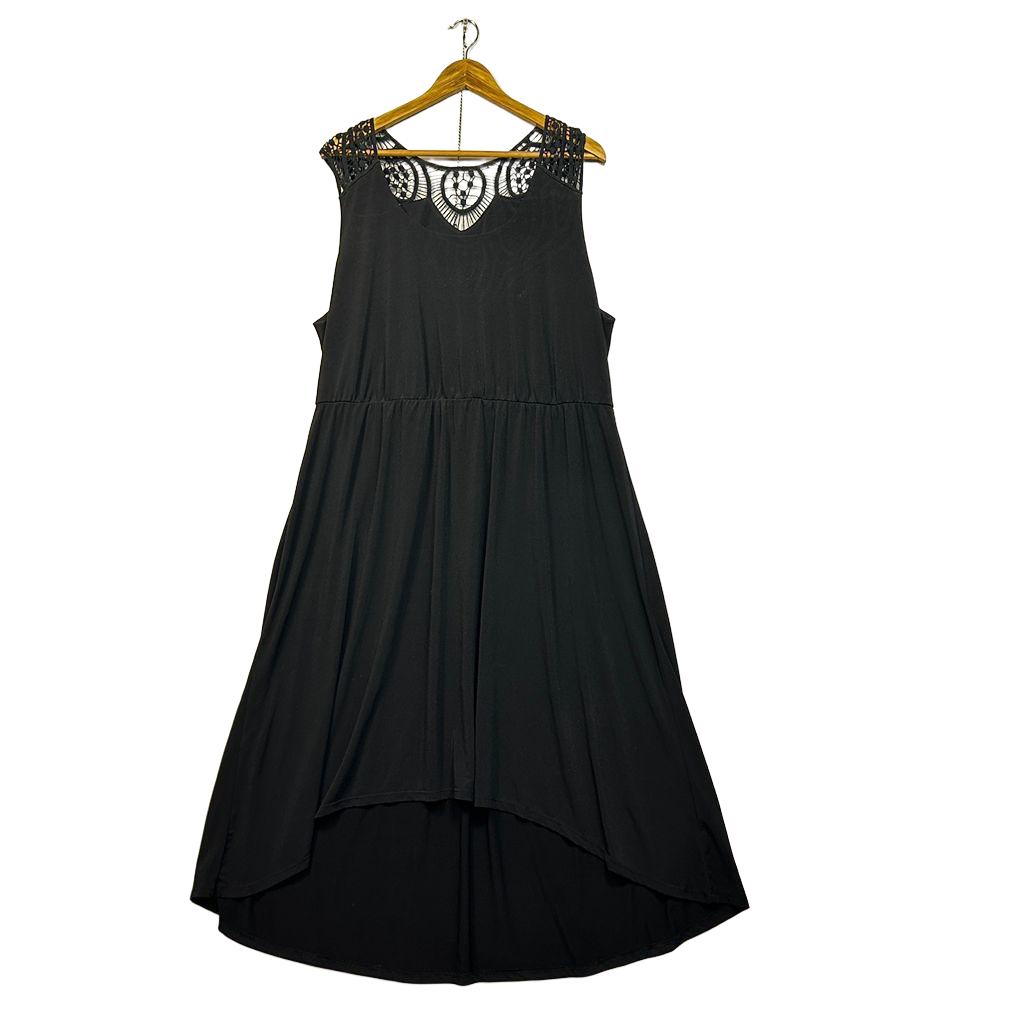 Sara Black Crochet Neck Maxi Dress - Size 2X